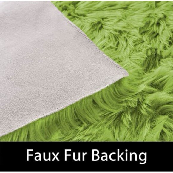Shag Area Rug 8x10 Plush Fluffy Avocado Olive Grass Green Faux Fur Retro Carpet - Picture 3 of 4